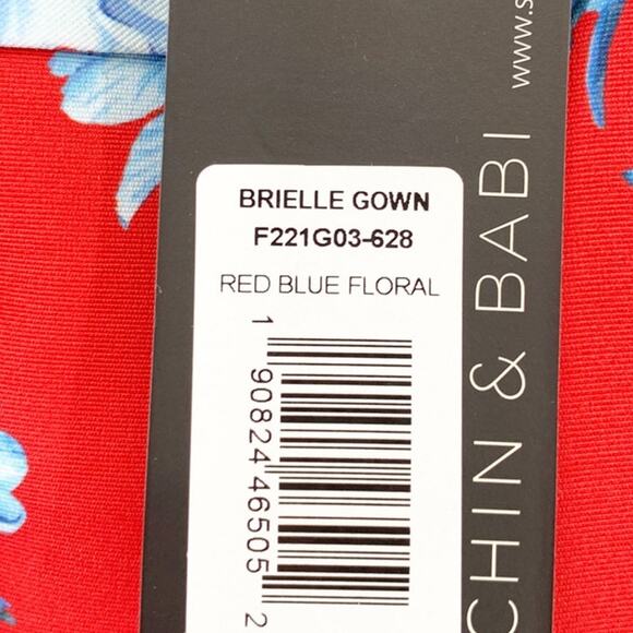 SACHIN + BABI Dress Size 12 Evening Gown Brielle Red Blue Floral Strapless - Picture 4 of 11